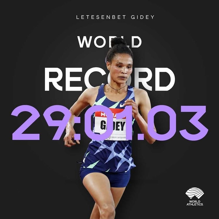 Letesenbet Gidey bate recorde mundial dos 10.000 metros
